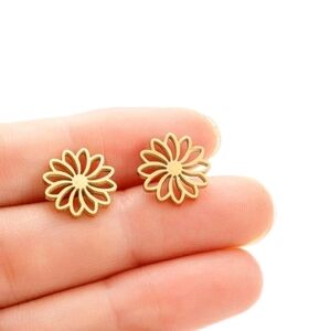 Stainless Steel minmalist gold Flower stud Earrings Korean‎ Jewelry for women